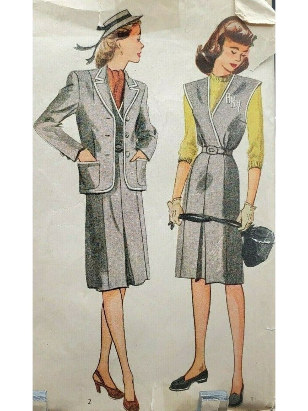 1940s Pattern Jr Misses' Jumper & Jacket Simplicity #1221 Size 11 Vintage